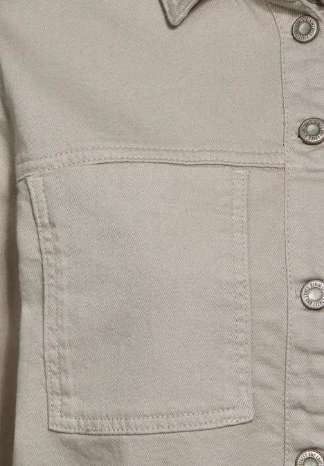 Denim-Overshirt smooth beige washed