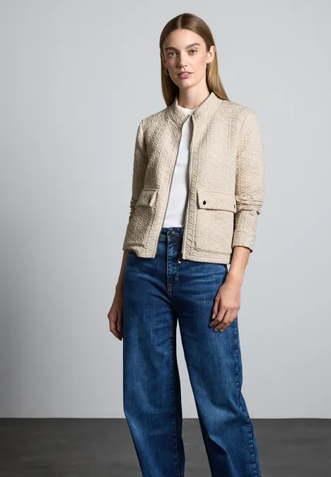 Kurze Strukturjacke smooth sand beige