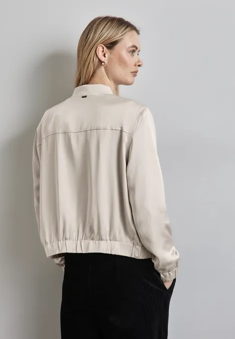 Satin-Blouson smooth sand beige