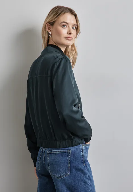 Satin-Blouson hunter green