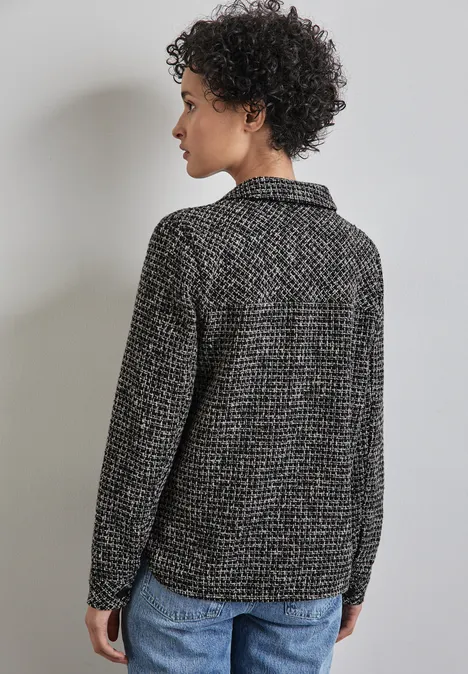 Kurze Bouclé Jacke Black