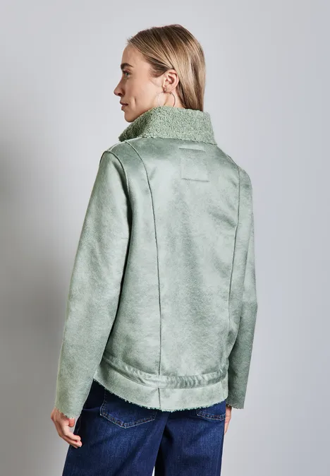 Jacke im Shearling-Look mint green