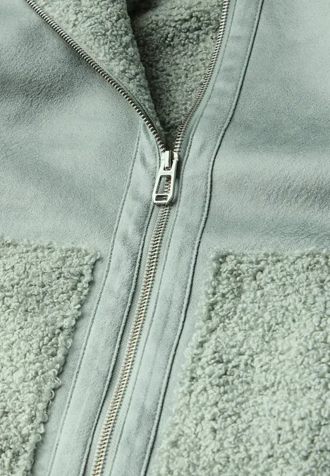 Jacke im Shearling-Look mint green