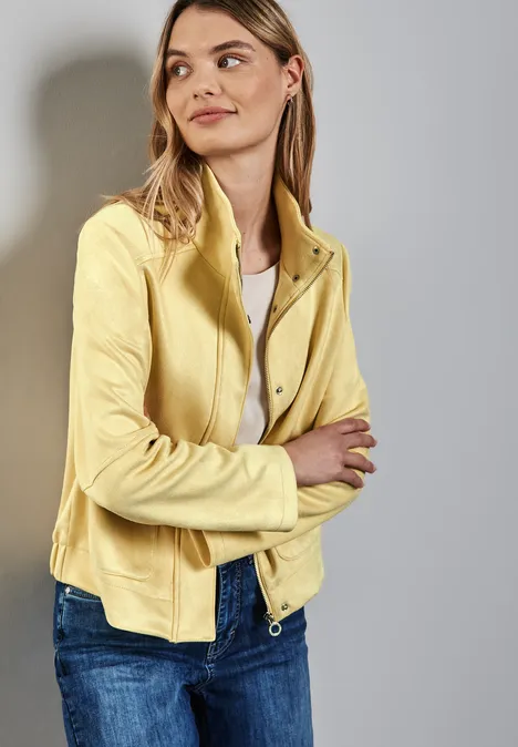 Kurze Velours-Jacke vanilla yellow