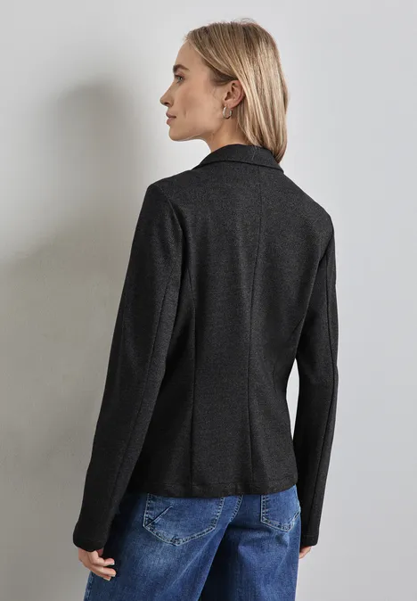 Melange-Look Blazer Black
