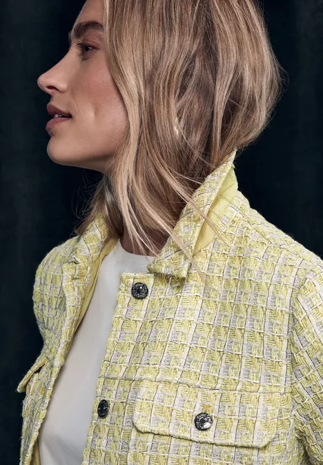 Bouclé-Jacke mellow yellow