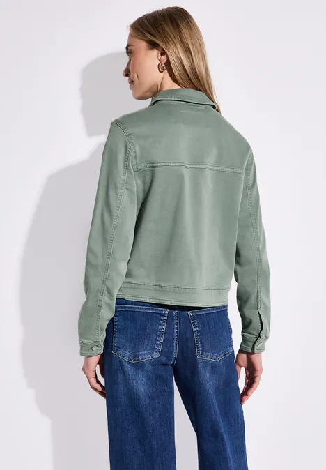 Veste en jean avec poches poitrine Olive Washed