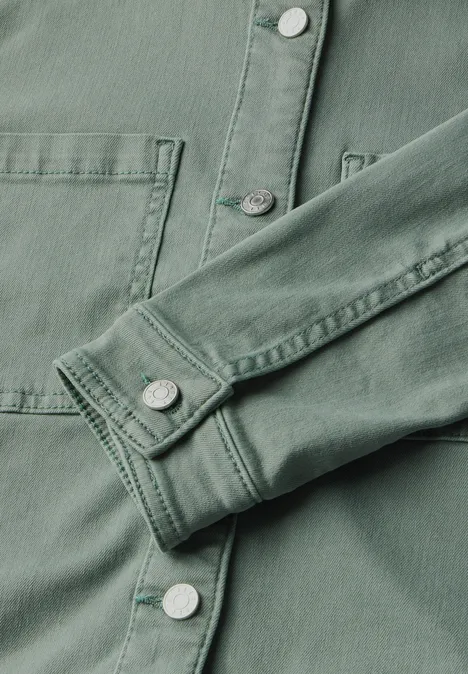 Veste en jean avec poches poitrine Olive Washed