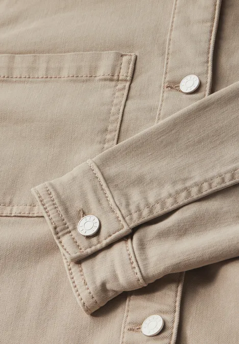 Veste en jean avec poches poitrine Beige Washed