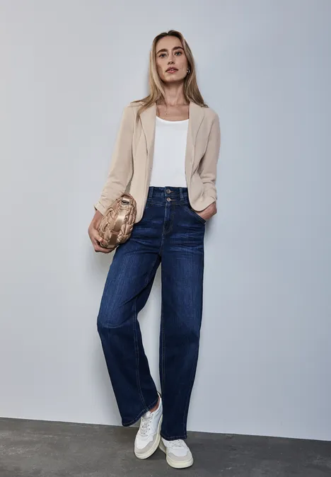 Blazer mit Raffung sheer beige mel.