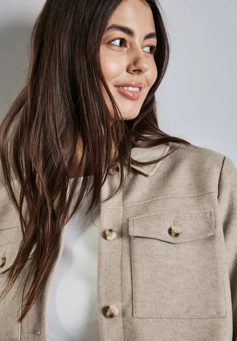 Jacke in Wolloptik honey sand mel.
