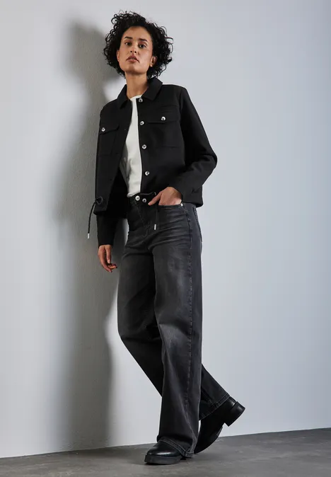 Veste en aspect laine Black