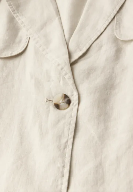 Korte linnen trenchcoat moonstone sand