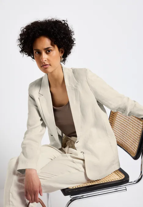 Lange linnen blazer moonstone sand
