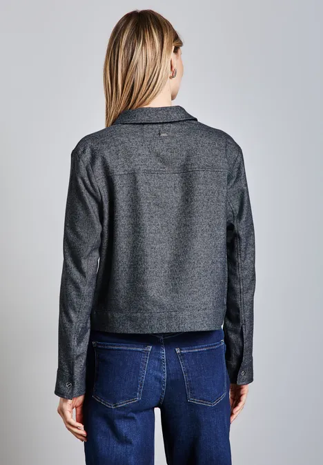 Cropped Melange-Look Jacke deep tint blue