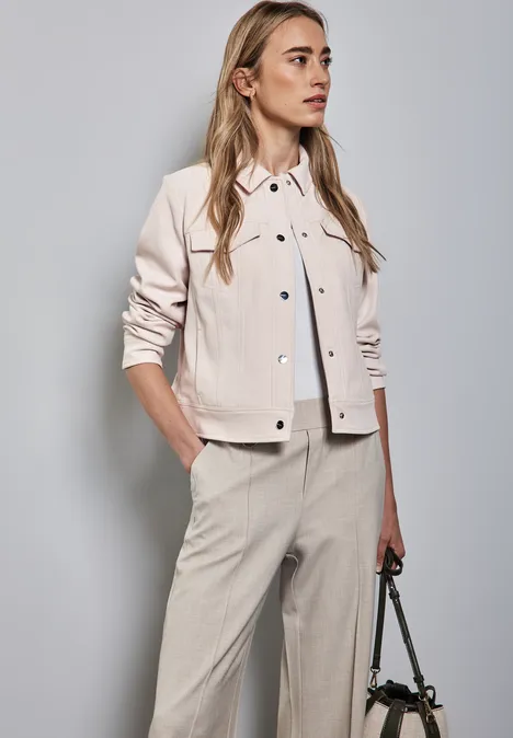 Jacke in Velours-Optik smooth sand beige