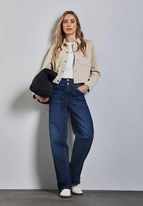 Gestreept jack sheer beige mel.