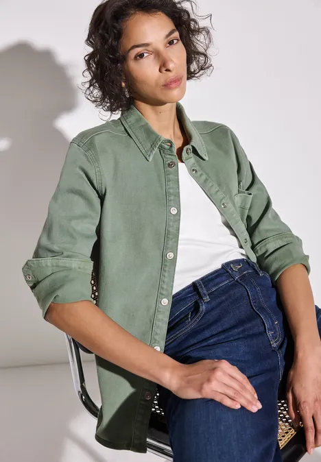Jeans overhemd Soft Olive Washed