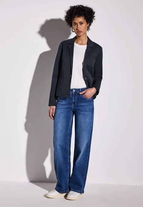 Kurzer Twill-Blazer deep blue