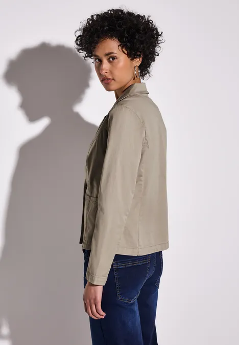 Kurzer Twill-Blazer buff grey