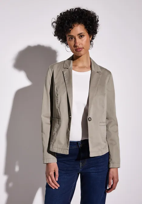 Kurzer Twill-Blazer buff grey