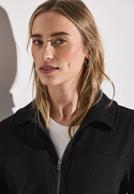 Jacke mit Rippstruktur Black