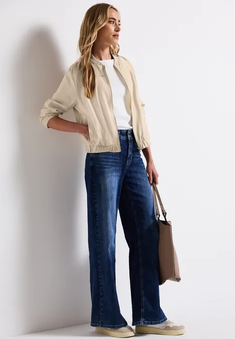 Blouson in effen kleur coastal beige
