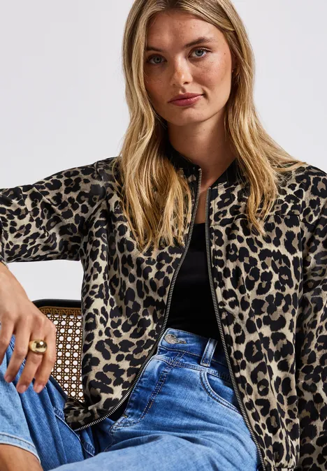 Blouson mit Leo-Muster Black