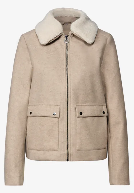 Jacke mit abnehmbarem Kragen Soft Sand Mel.