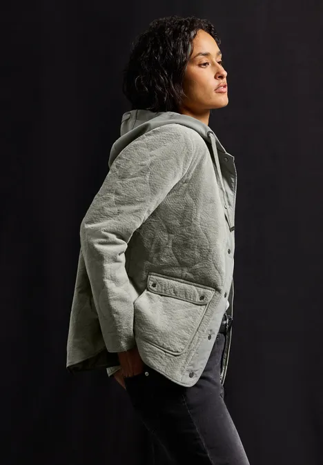 Veste matelassée en velours côtelé avec capuche Fresh Sage