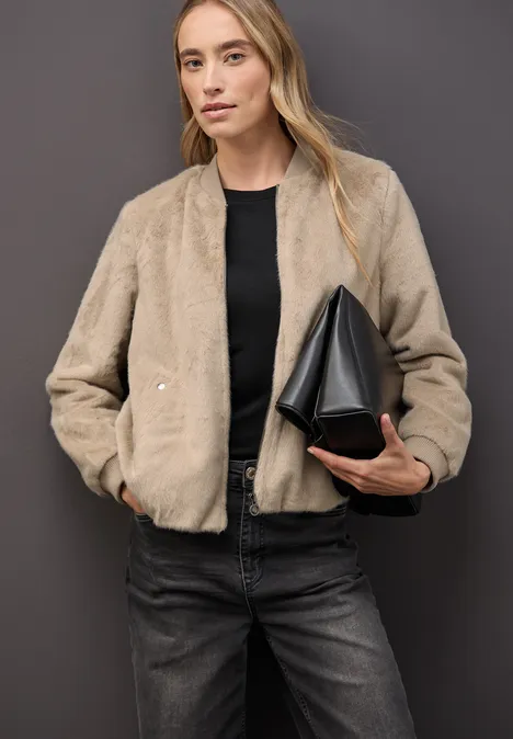 Fake Fur Blouson Smooth Champagne