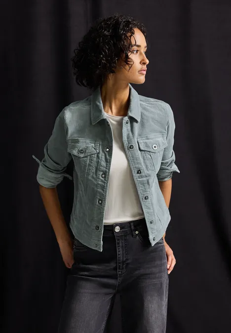 Mini-Cord Jacke washed blue