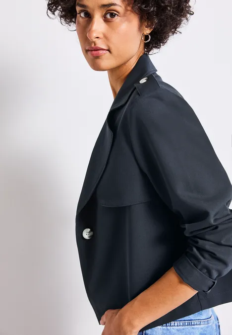 Kurzer Trenchcoat deepwater blue