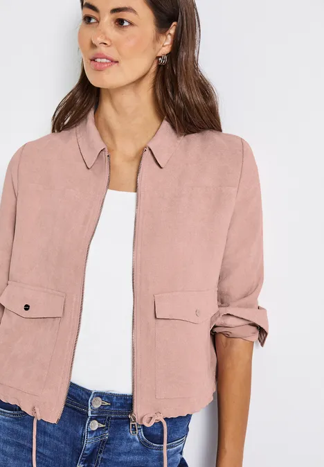 Cordjacke mit Zipper faded rose