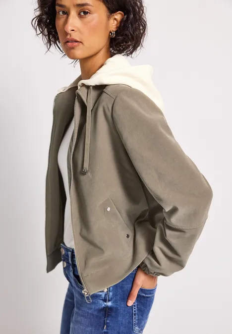 Blouson mit Jersey-Kapuze morning beige