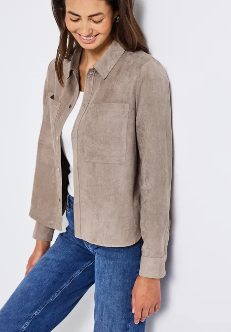 Kurzes Mini-Cord Overshirt bark brown