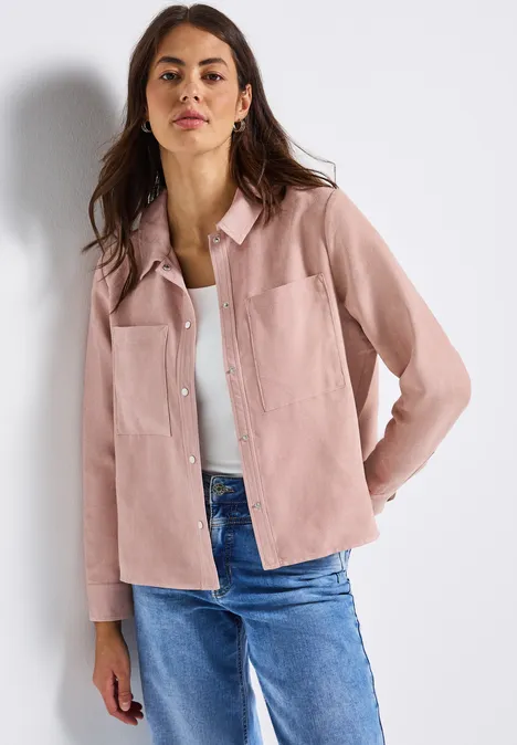 Kort mini corduroy overhemd faded rose