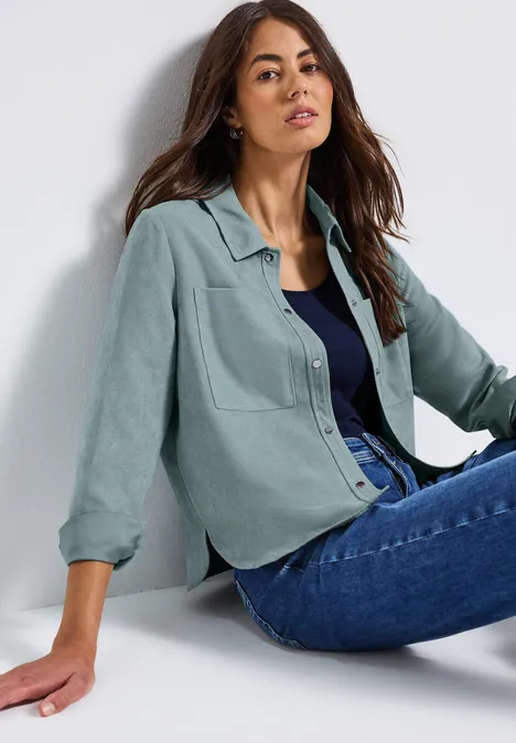 Kurzes Mini-Cord Overshirt arona blue