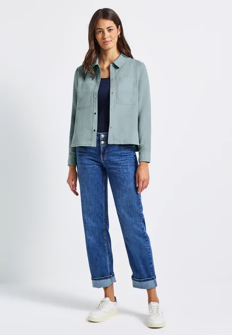 Kurzes Mini-Cord Overshirt arona blue