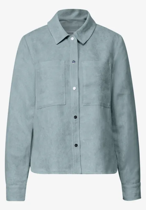 Kurzes Mini-Cord Overshirt arona blue