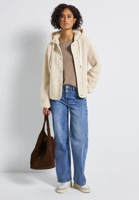 Veste Teddy avec capuche Soft Fawn Beige