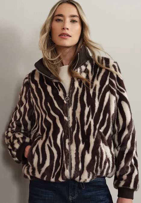 Fake Fur Zebra Blouson deep roast brown