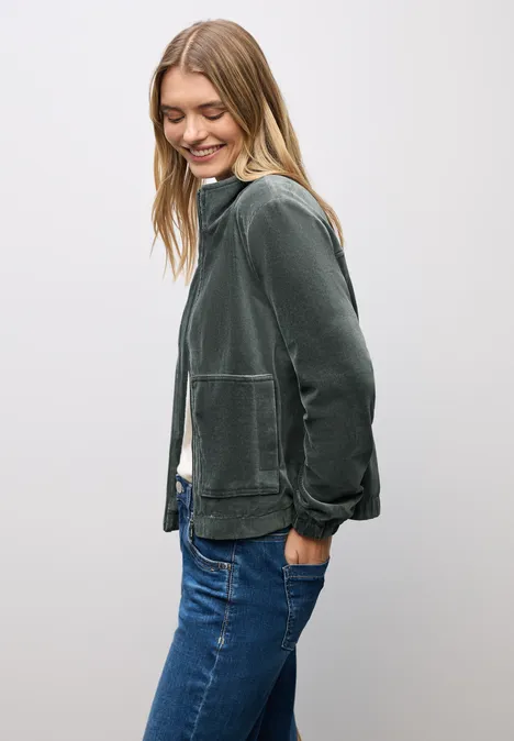 Cordjacke mit Zipper balsam green