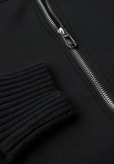 Sweatjacke mit Strickdetails Black