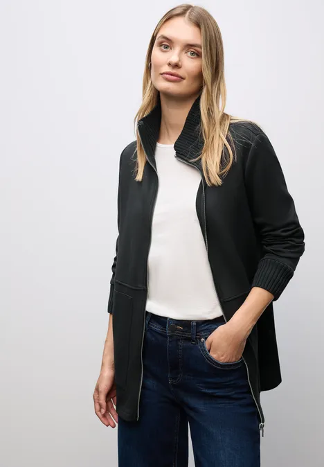 Sweatjacke mit Strickdetails Black