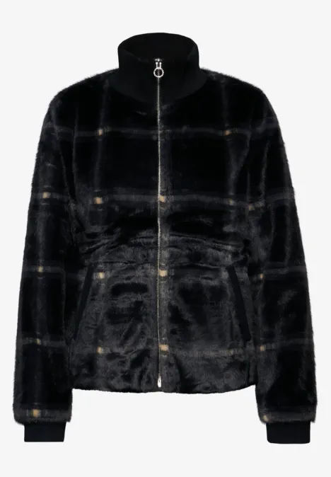 Geruite jas van imitatiebont Black