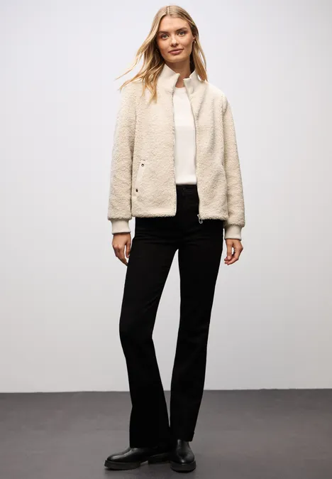 Teddy-Jacke mit Details soft fawn beige