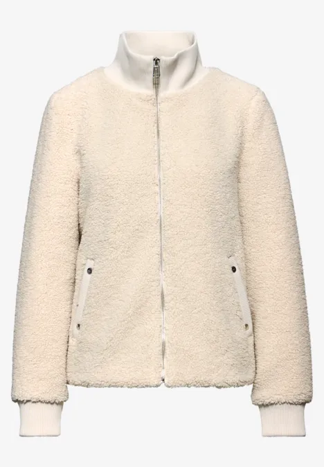 Teddy-Jacke mit Details soft fawn beige