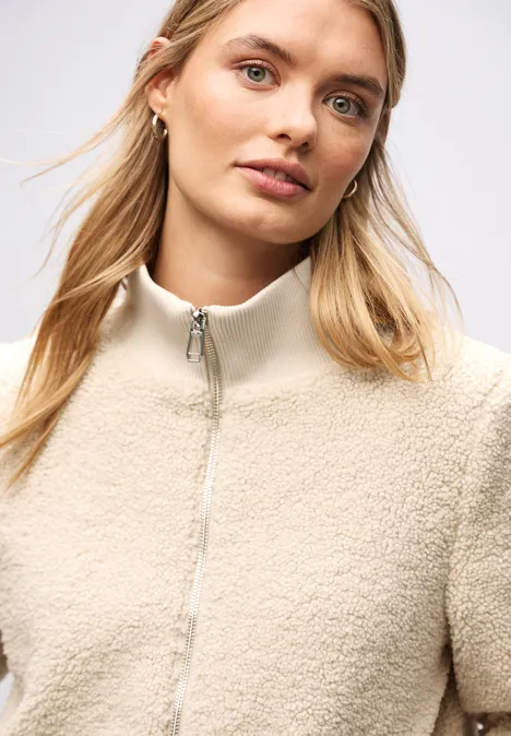 Teddy-Jacke mit Details soft fawn beige