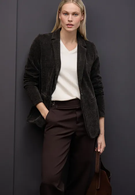 Chenille Cord-Blazer darkest brown